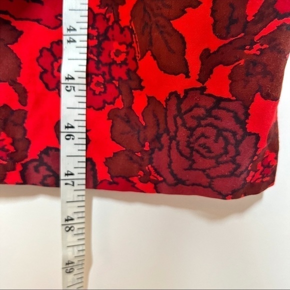 Vintage Floral Midi Dress Red Button Front 60s Sheath Elaine Terry Size Medium - Picture 13 of 13